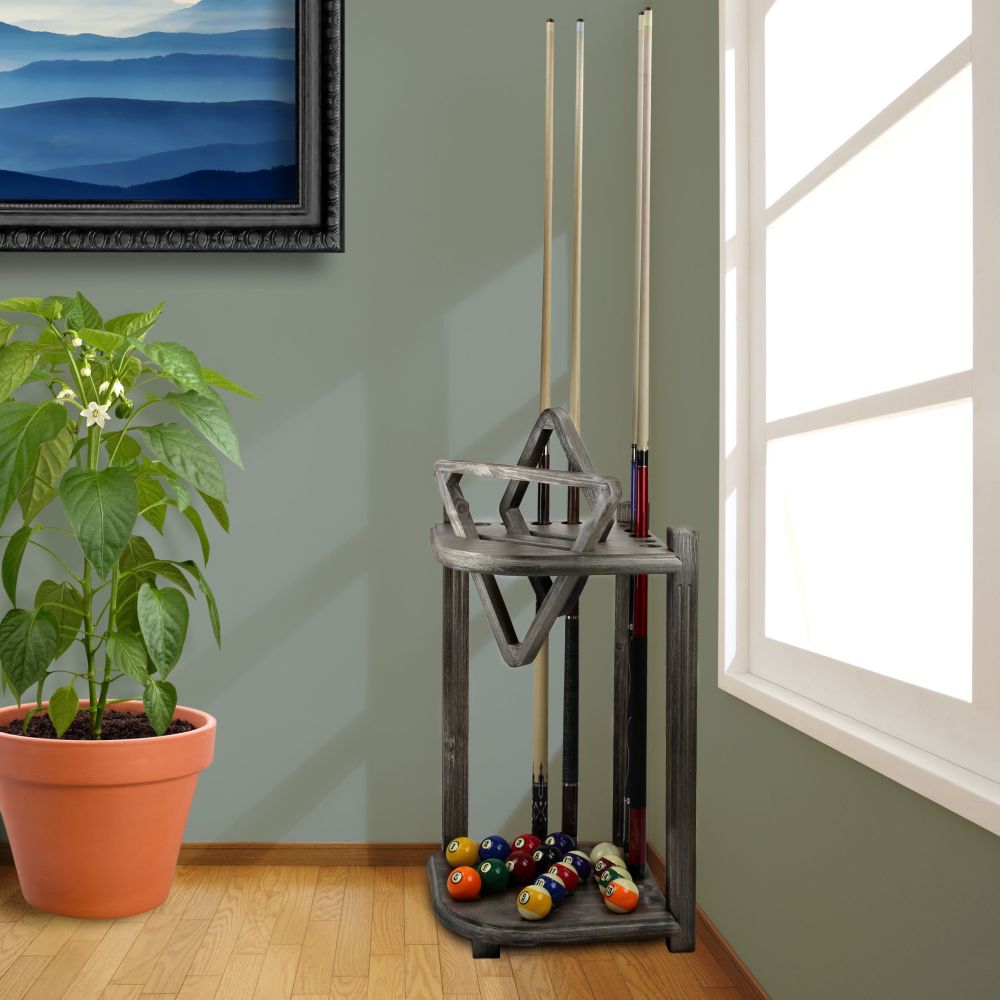 Double Thick Corner Cue Rack, Silver Mist