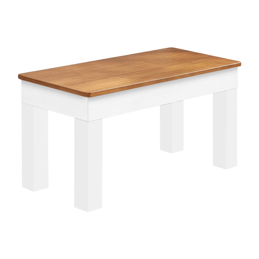 36" Bench; Acacia & White