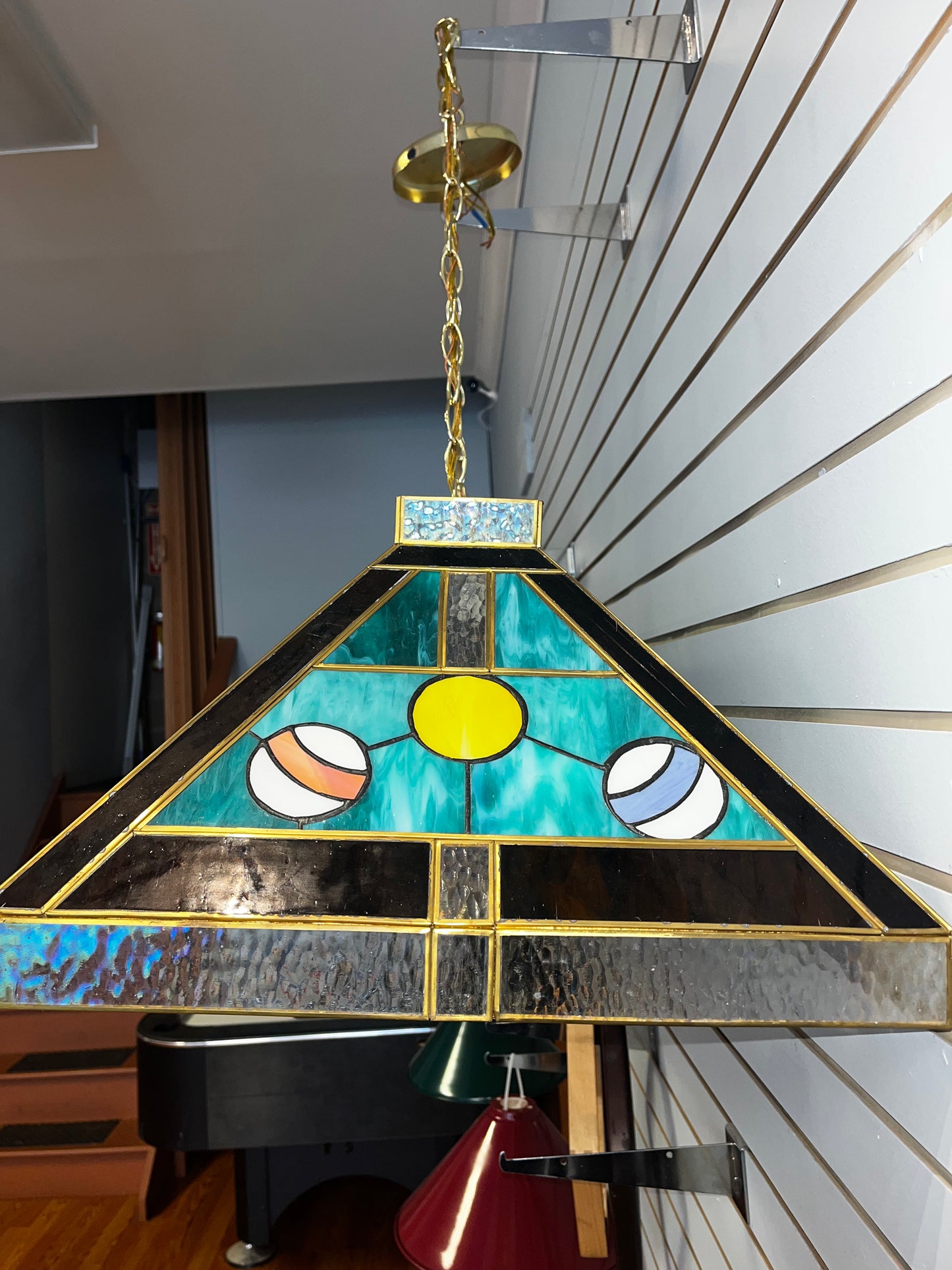 Tiffany-Style Stained Glass Billiard Table Light *Used*