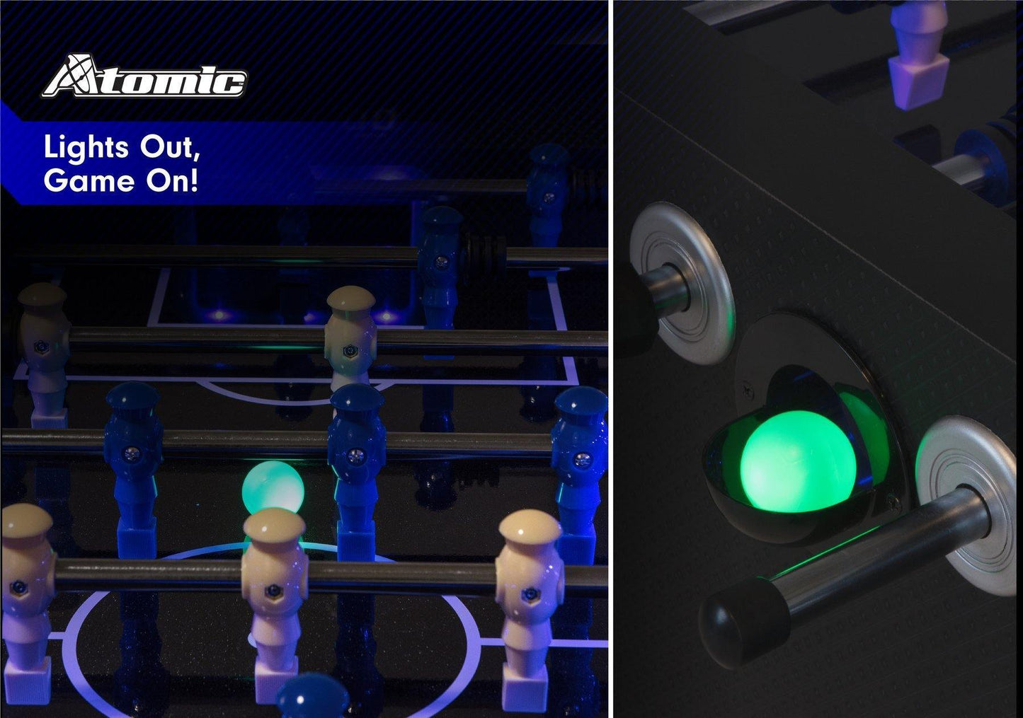Atomic Azure 56" Light Up Foosball LED Table