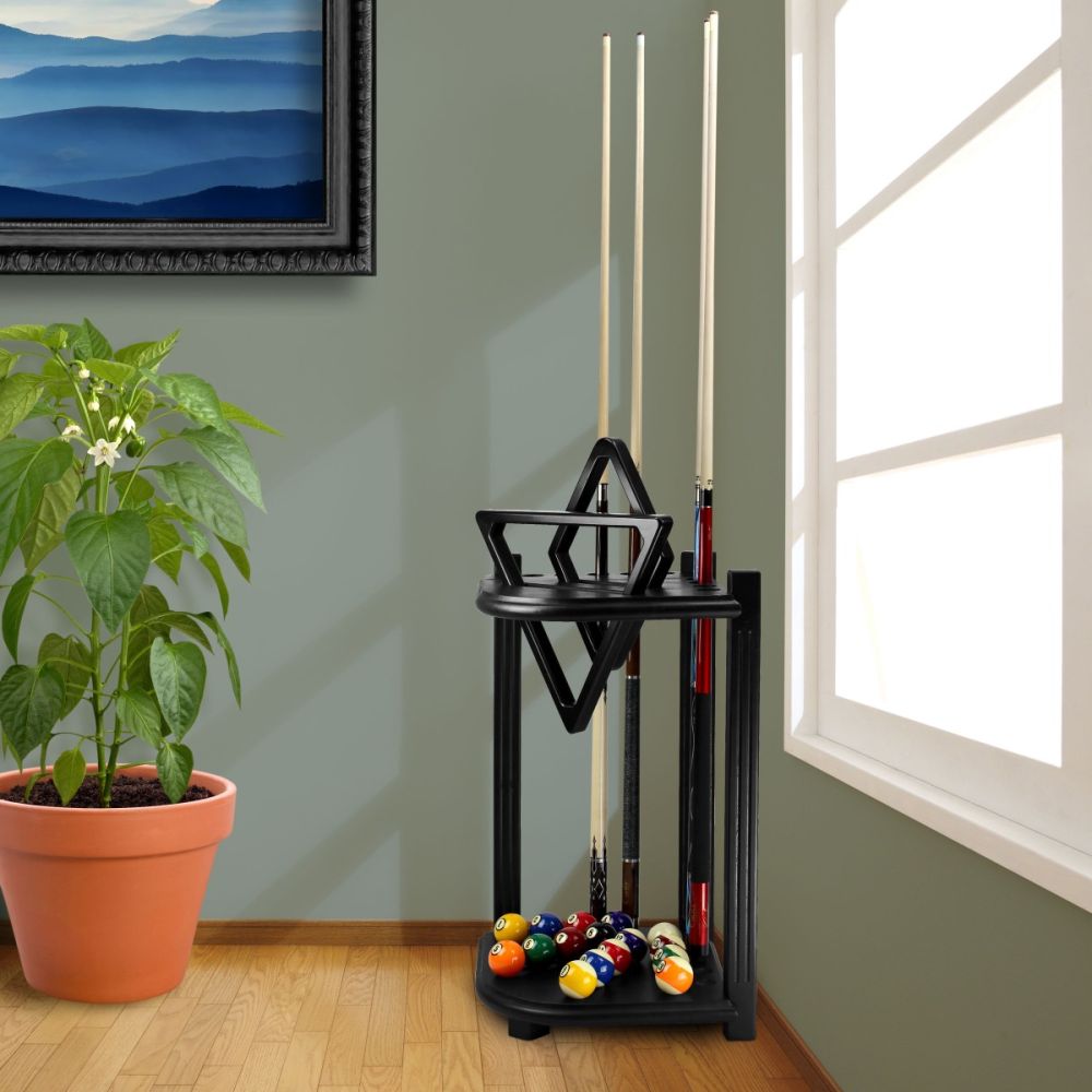 Double Thick Corner Cue Rack, Black