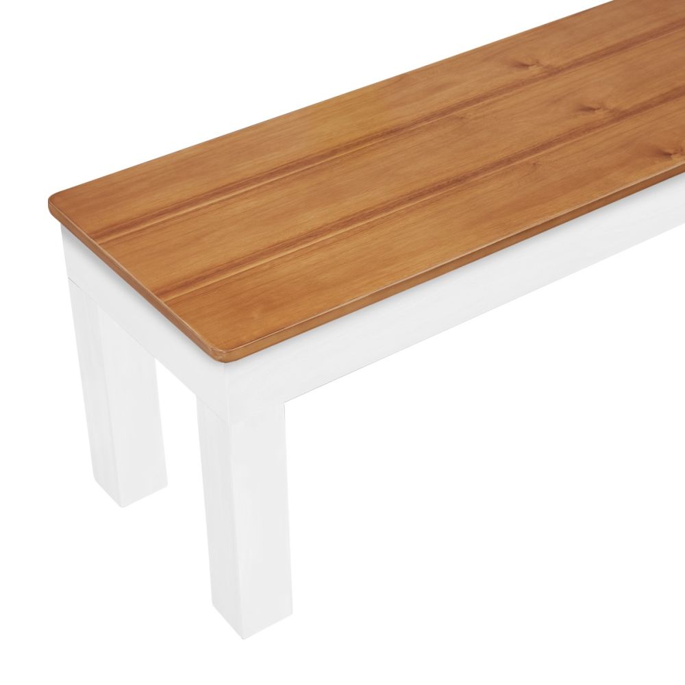 76" Storage Bench; Acacia & White