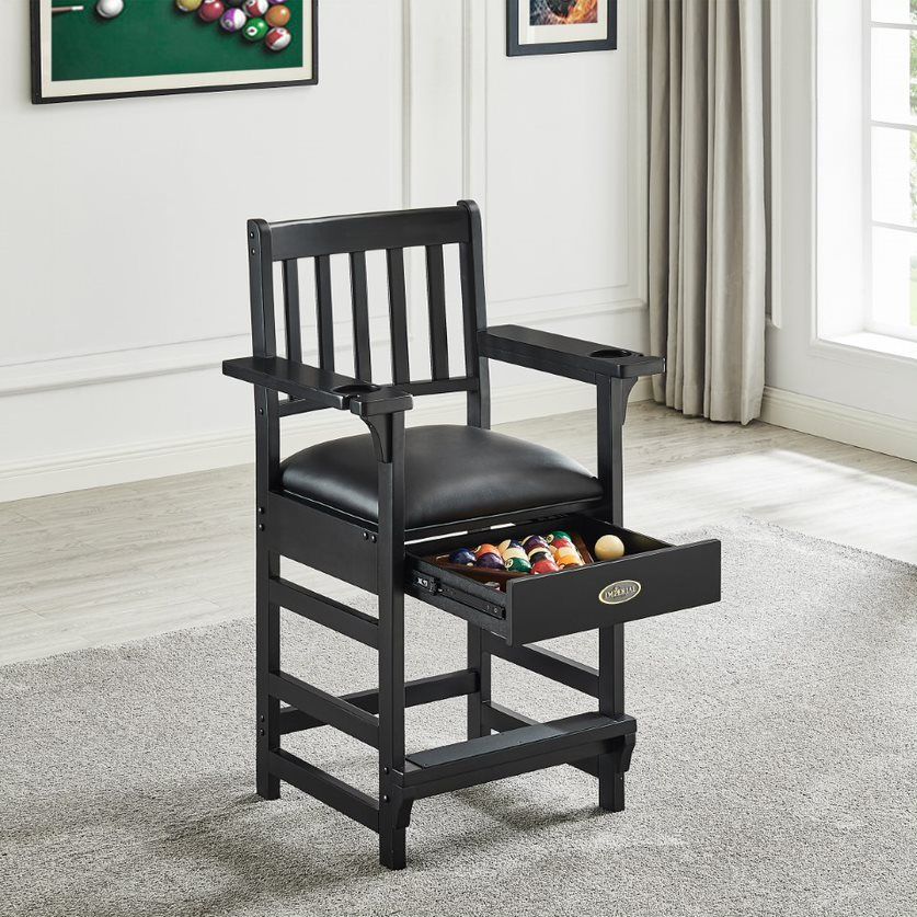 Premium Spectator Chair with Drawer, Black